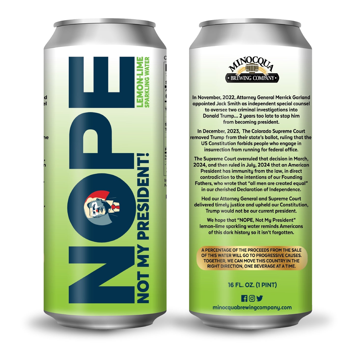 NOPE Lemon-Lime Sparking Water, 16oz, 4-pack